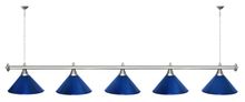 Лампа STARTBILLIARDS 5 пл. (плафоны коричневые,штанга синяя,фурнитура золото)