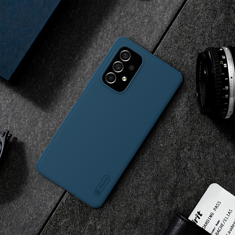 Чехол синего цвета усиленный двухкомпонентный от Nillkin для Samsung Galaxy A53 5G, серия Super Frosted Shield Pro