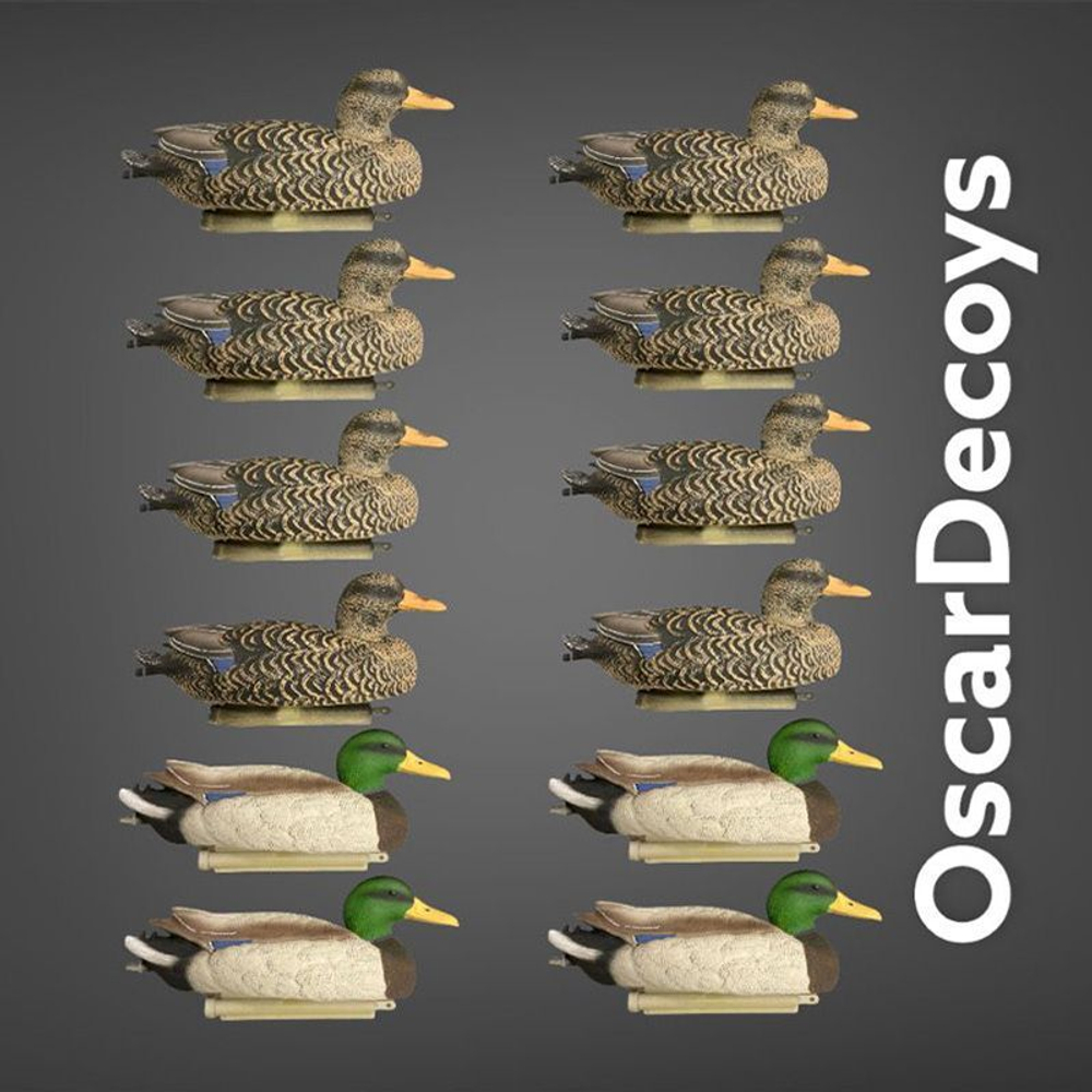 Чучела Утки Кряквы Mallard OscarDecoys® Duck 3D Elite MAGNUM 12шт (8 утки+4 селезня)