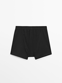 Massimo Dutti Однотонные трусы-боксеры из смесового хлопка, черный