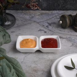 Соусник 50*50 мл двойной 12*7,3*2,3 см прямоуг. белый фарфор P.L. Proff Cuisine [8]