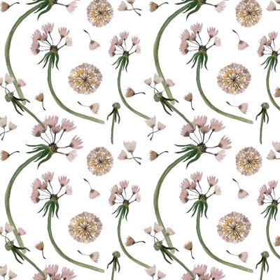 акварельные одуванчики, летний воздушный паттерн