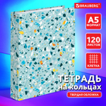 Тетрадь на кольцах А5 (175х215 мм) 120 листов твердый картон клетка BRAUBERG Абстракция (5 штук в упаковке)