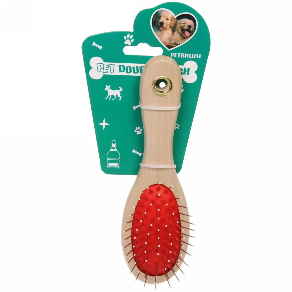 Расческа - щетка массажная двухсторонняя для собак и кошек «ЛАПКИ и ЦАРАПКИ», цвет как на фото, 18см✦