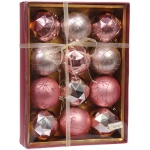 Новогодние шары «Волшебный вальс» 8 см (набор 12 шт), Розовое золото/Шампань