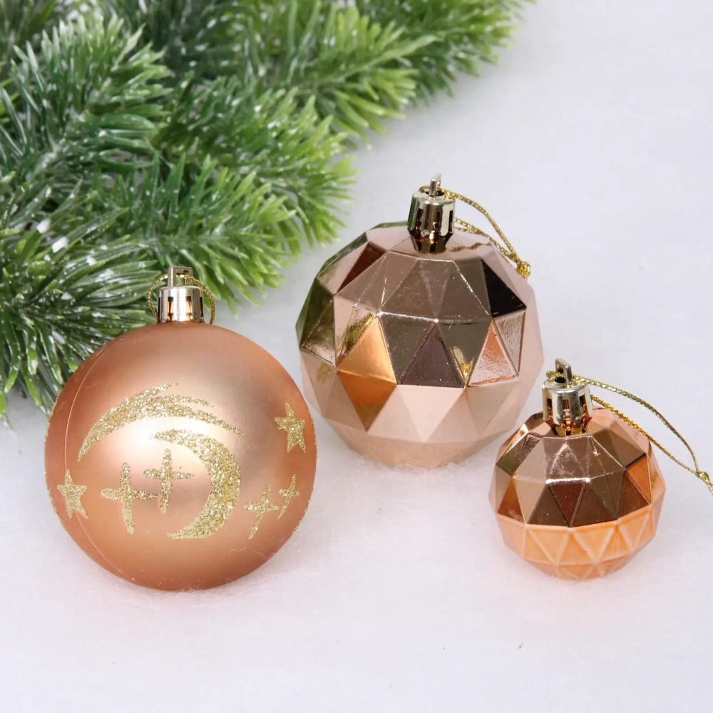 Набор шаров «Winter shine» 6 см + 4 см (24 предмета), Шампань