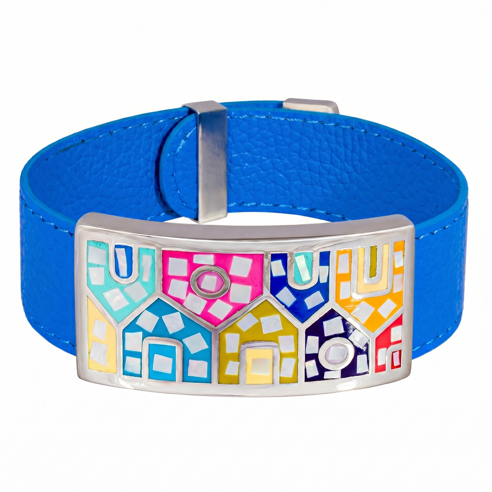 Браслет Fiore Luna на голубом кожаном ремешке CB11318-10 M