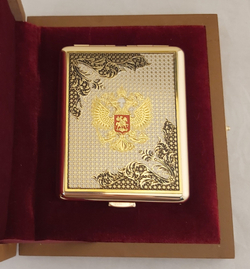 Портсигар "Герб РФ" №2 двусторонний на 20 сигарет