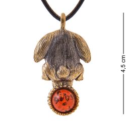 AM-3373 Подвеска «Зайка» (латунь, янтарь)