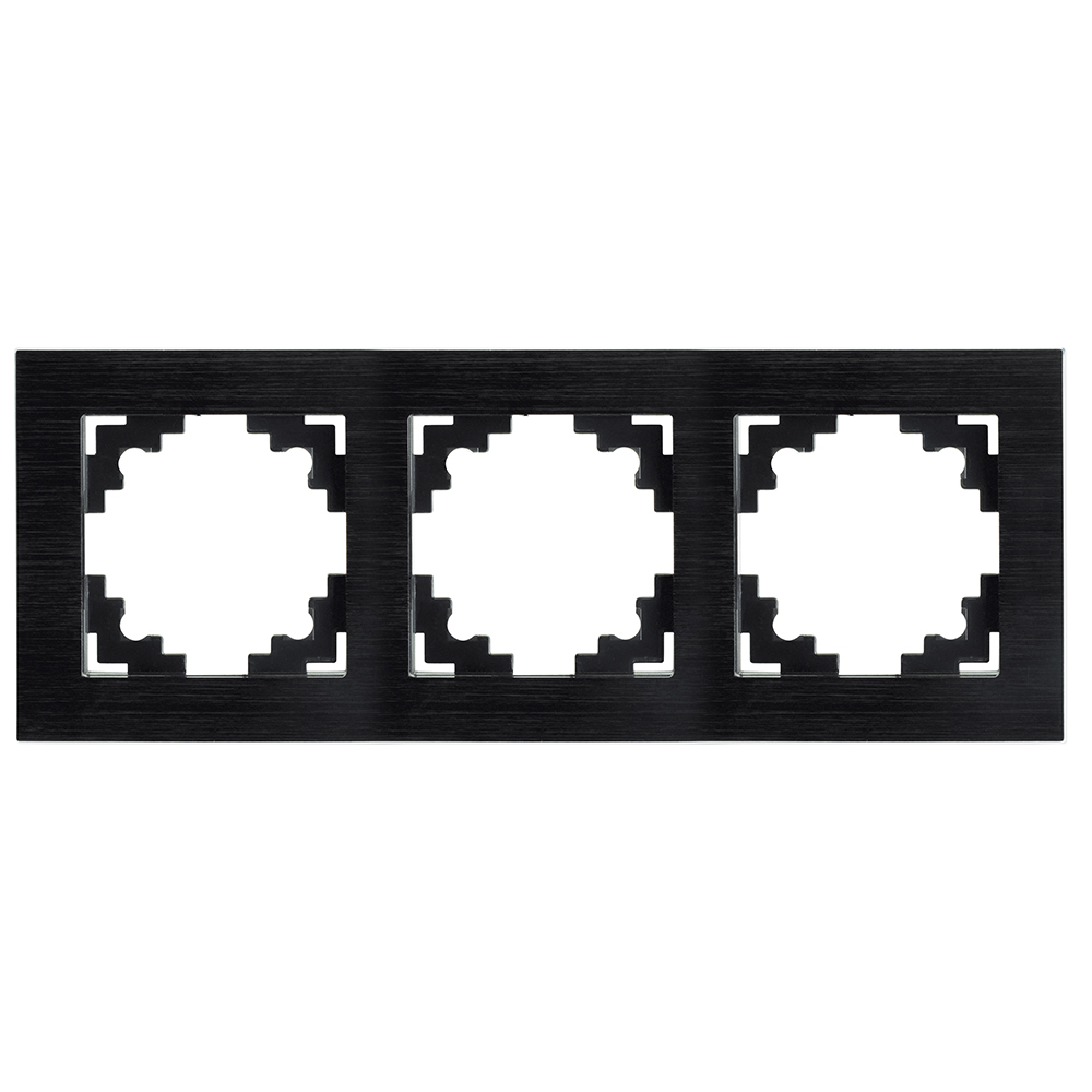 Рамка 3-местная, металл, STEKKER MFR00-7003-05, серия Катрин, черный 50020