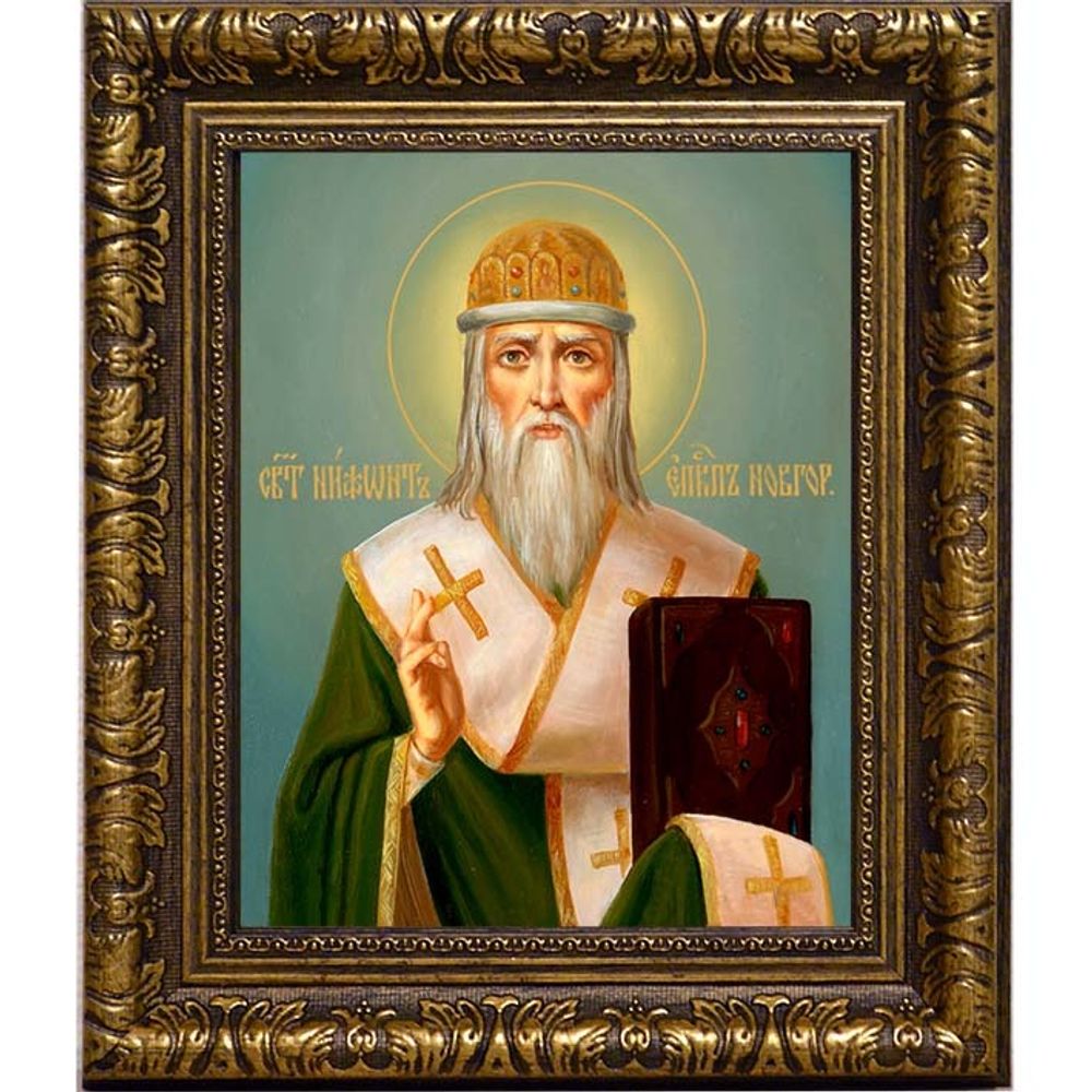 Нифонт Печерский, Новгородский святитель, епископ. Икона на холсте.