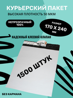 Курьерский упаковочный сейф пакет 170х240 мм, + 40мм клеевой клапан, 50 мкм, 1500 шт.