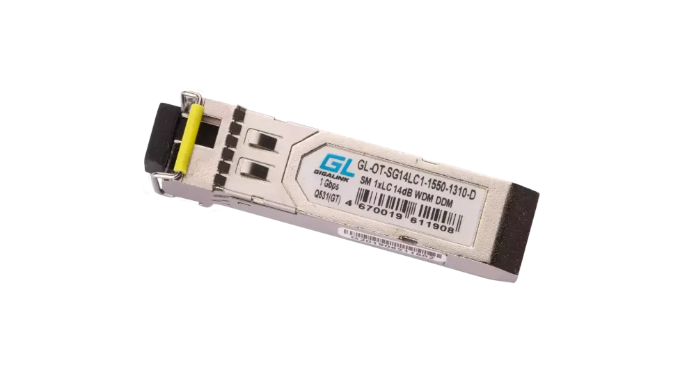 Модуль GIGALINK SFP, WDM, 1,25Гбит/c, одно волокно SM, LC, Tx:1550/Rx:1310 нм, DDM, 14 дБ (до 20 км)