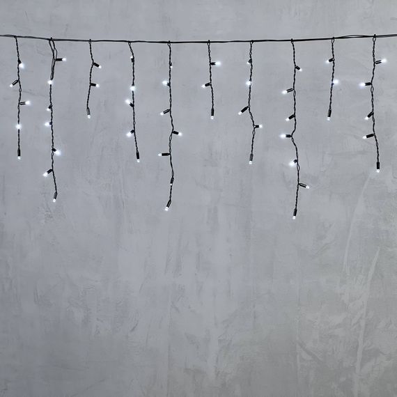 Светодиодная бахрома с колпачком 3,1*0,5 м., 120 холодных белых LED ламп, черный провод ПВХ, IP65, LTC (PIL120CAP-11-2W)