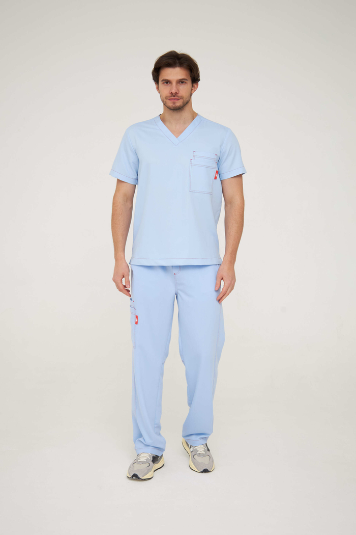 Брюки медицинские мужские Гекай, скайблю OLD