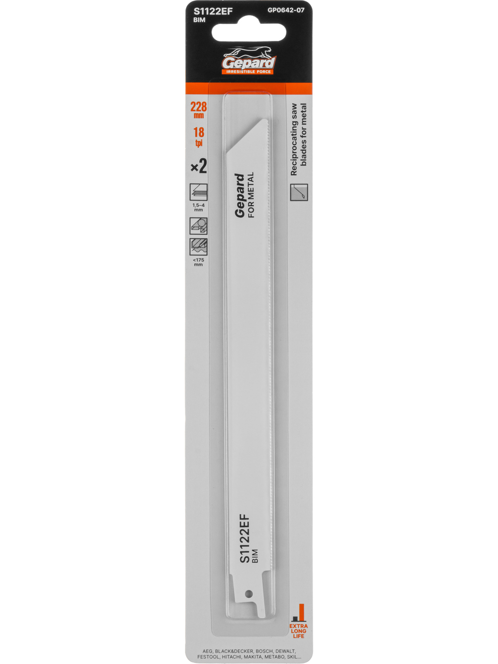 Пилка сабельная по металлу S1122EF (2 шт.) GEPARD