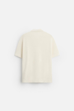 ZARA ПОЛО ПЛАТОЧНОЙ ВЯЗКИ С МОЛНИЕЙ, ЭКРЮ