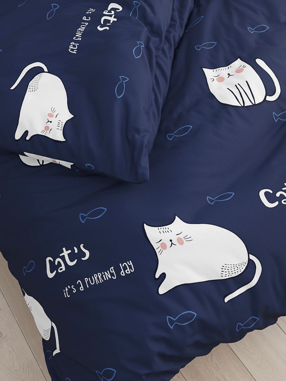 Простынь на резинке Сказка "Cats" 180х200 см, перкаль