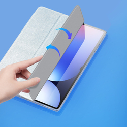 Чехол книжка синего цвета от Dux Ducis для Samsung Galaxy Tab S9 Ultra, Tab S10 Ultra и Tab S8 Ultra, серия Unid Series Case, с держателем стилуса и функцией автоматического перехода в спящий режим