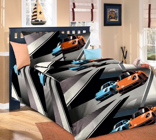 Полуторный комплект детского постельного белья Скорость поплин