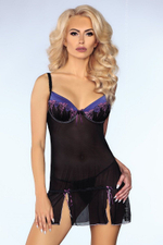 Полупрозрачная сорочка Ebony на тонких бретелях (Размер: S) (Цвет: черный)