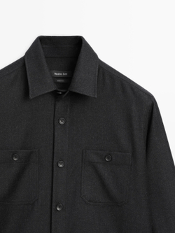 Massimo Dutti Куртка-рубашка из 100% шерстяной фланели, маренго