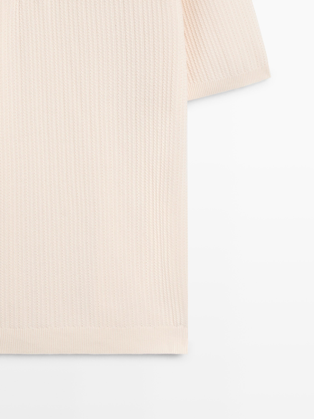 Massimo Dutti Поло из 100% хлопка с короткими рукавами, натуральный/кремовый