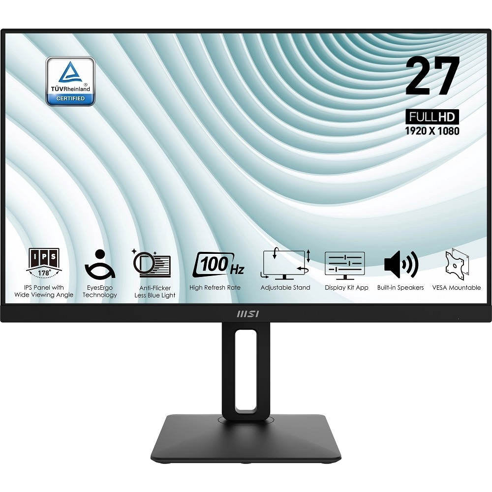 MSI PRO 27" MP271AP черный {IPS 1920x1080 100hz 1ms 178/178 300cd 1000:1 8bit(6bit+FRC) D-Sub HDMI1.4 DisplayPort1.2 2x2W HAS Pivot VESA} [9S6-3PA29T-086]