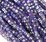 БВ031ДС4 Хрустальные бусины квадратные, цвет: фиолетовый AB прозрачный, 4 мм, кол-во: 44-45 шт.