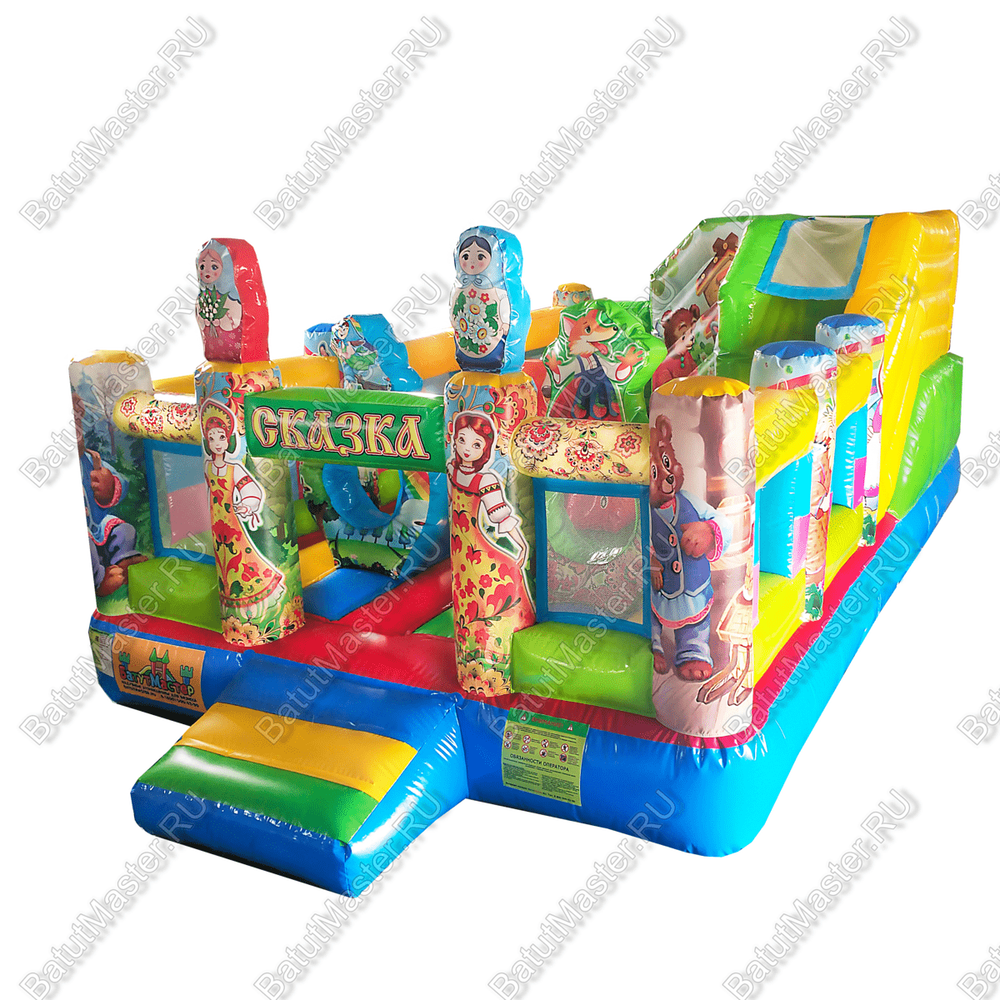 Коммерческий надувной батут "Русские сказки", 6x4x2.5 м.