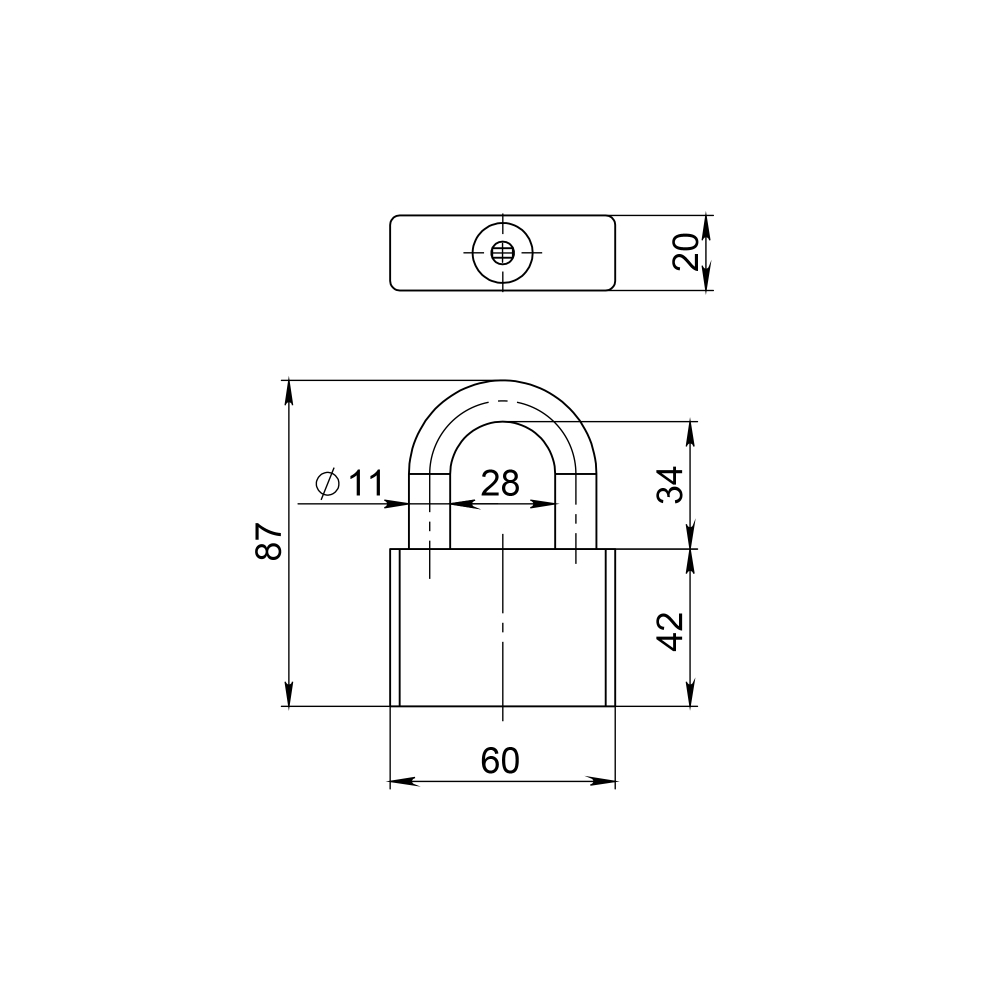 Замок навесной PL-INOX FORCE IF-60 4 key (дисковый ключ)