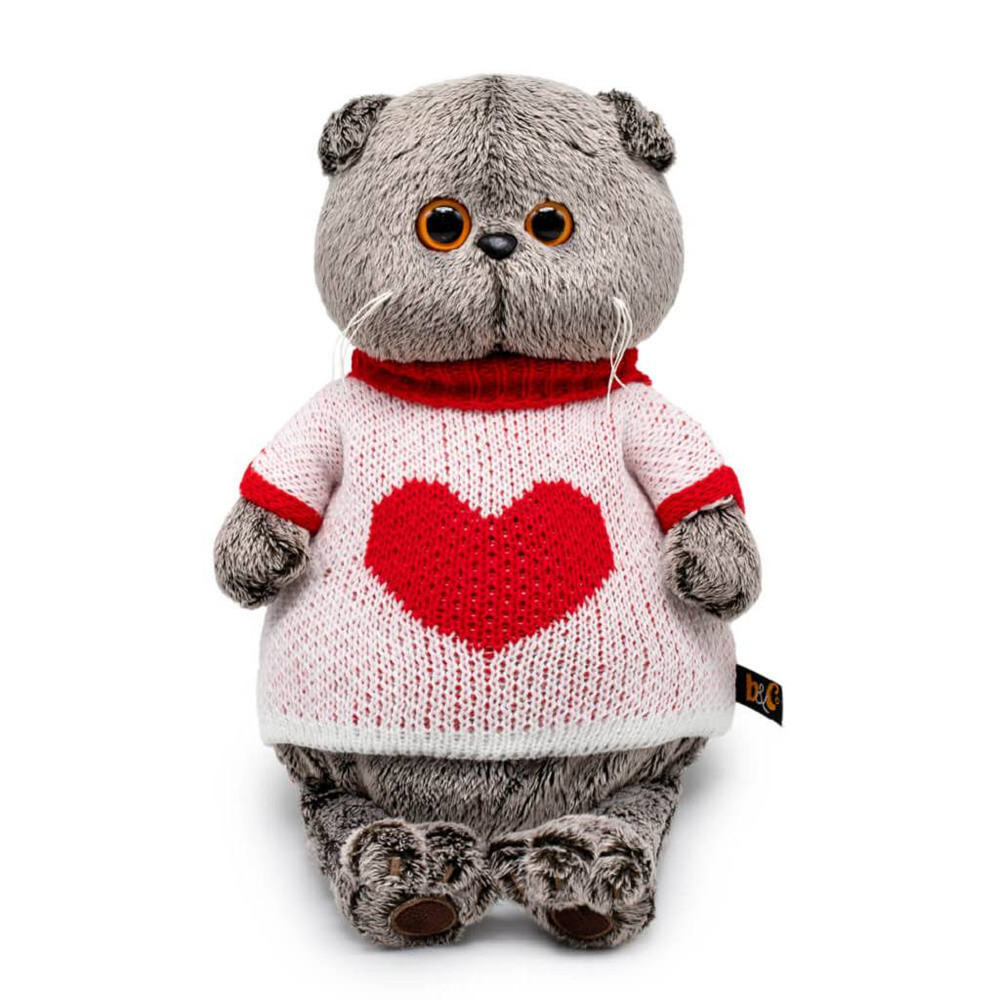 Мягкая игрушка Басик в свитере с сердцем 22см