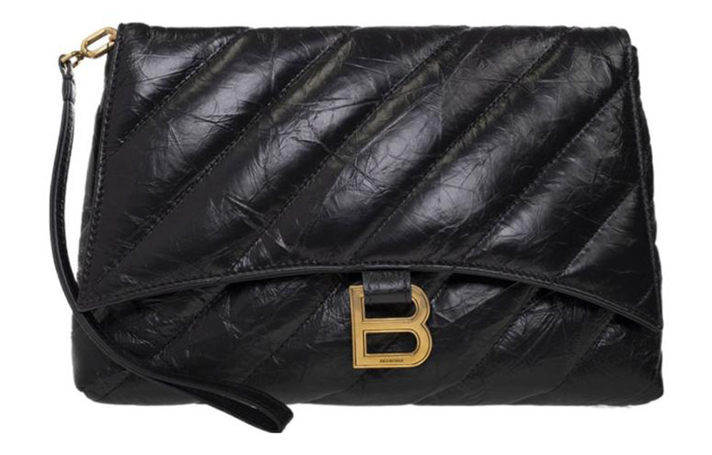 Balenciaga Quilted Leather Clutch Regular Women"s Black