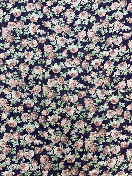 Шифон принт, розочки розовые на фиолетовом Моналиса