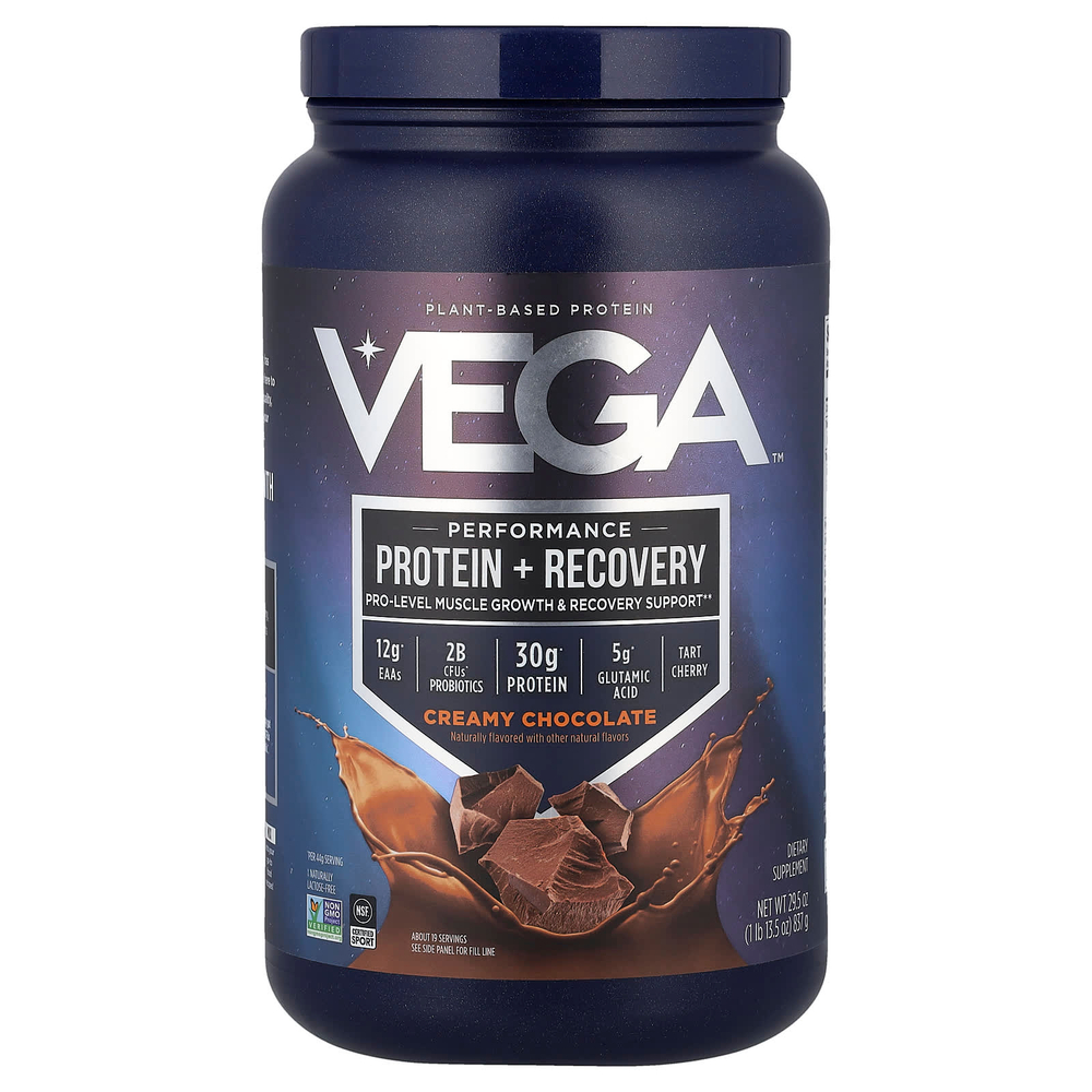 Vega, Растительный протеин, протеин для повышения эффективности и восстановления, сливочный шоколад, 837 г (1 фунт 13,5 унции)