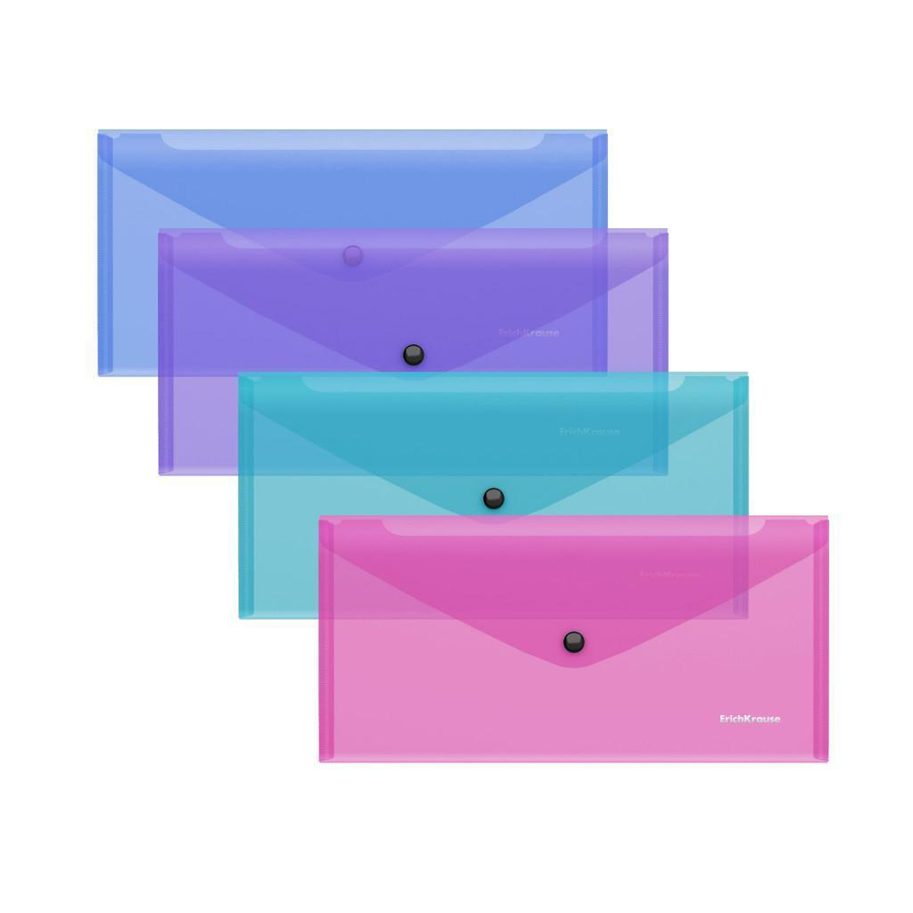 Папка-конверт на кнопке "Vivid. Travel", полупрозрачная ассорти (Erich Krause)