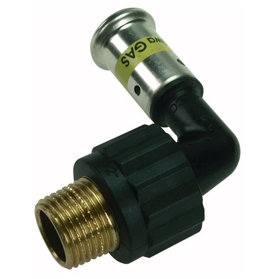 Угольник HENCO 90гр НР ПВДФ пресс (газ), 26x3/4quot;