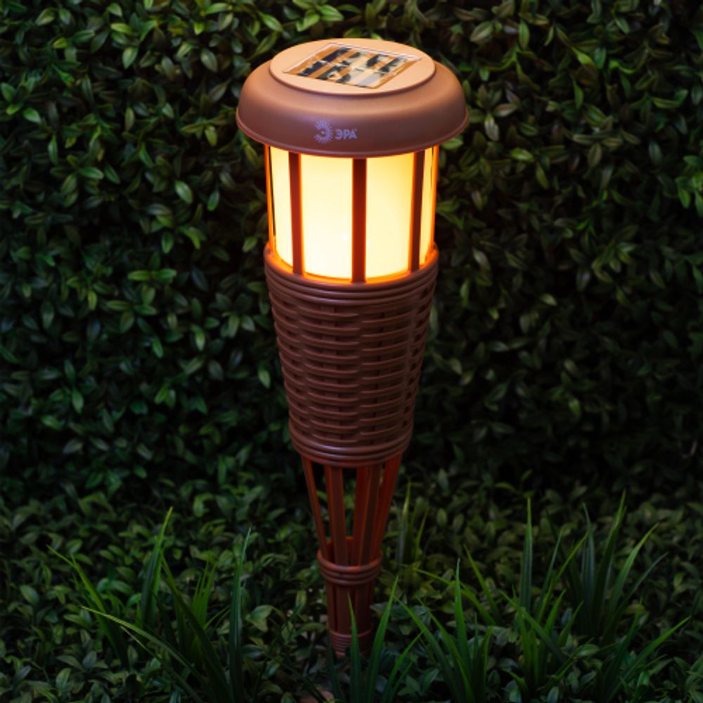 Светильник уличный ЭРА ERASF22-35 на солнечной батарее садовый Факел бамбук