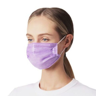 Маска одноразовая BEAJOY четырёхслойная фиолетовая, 50 шт.