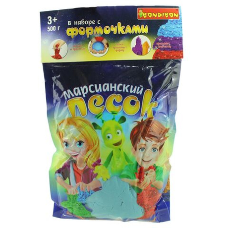 Набор для лепки "Марсианский песок" 500 г голубой 5 формочек Транспорт