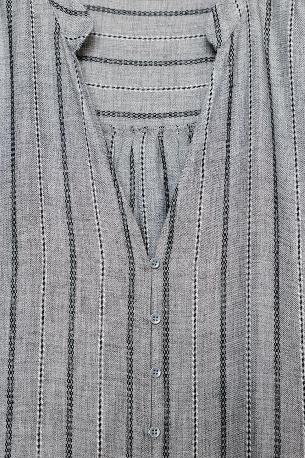 ZARA БЛУЗА В ПОЛОСКУ ИЗ ТКАНИ, СЕРЫЙ МЕЛАНЖ