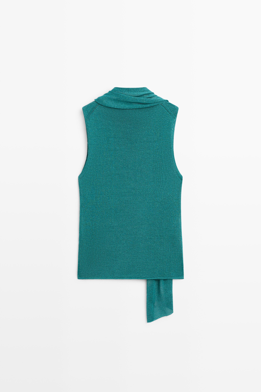 Massimo Dutti Топ с высоким воротником и шарфом, бирюзовый