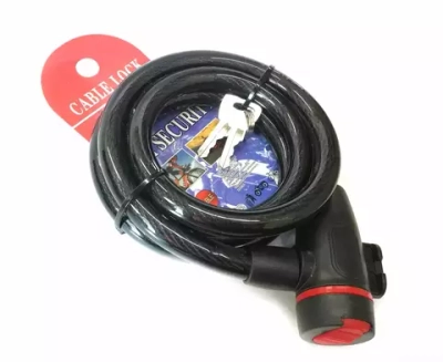 Замок противоугонный, 12 х 1200 мм, трос в пластик. оболочке, 2 ключа, "High Security" (черный, FWDVS566black)