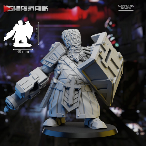 Astra Militarum Vostroyan Firstborn Ogryn Огрин №3 с щитом и молотом миниатюра для dnd, днд, pathfinder, фентези, Настольная игра, НРИ, Варгейм, РПГ