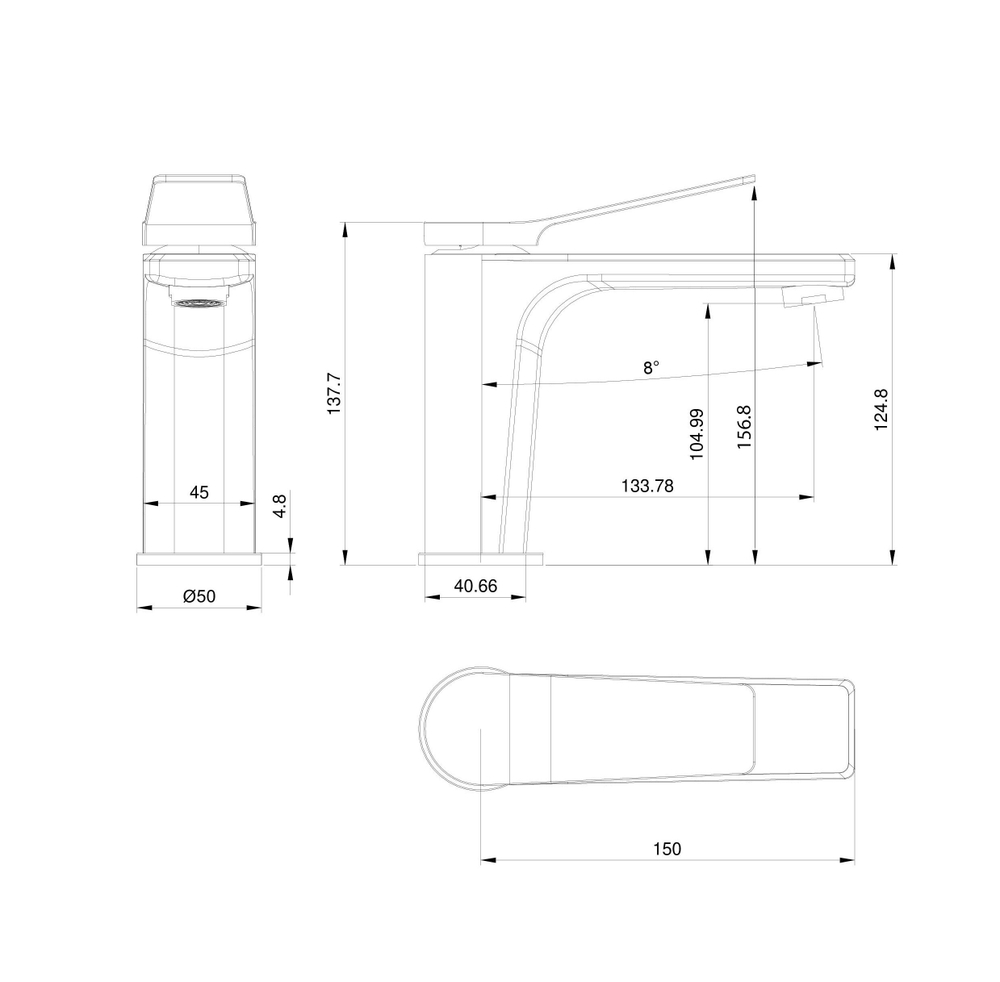 Смеситель для раковины WONZON & WOGHAND, Темный графит (WW-XH-012-BGG)