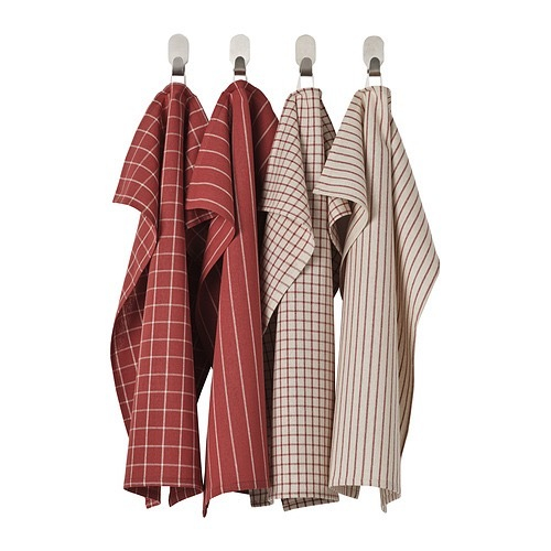 РИННИГ RINNIG Полотенца кухонные 4 шт 45x60 см, красный/бежевый