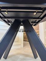 Круглый стол "Бонжур", керамогранит, белый мрамор