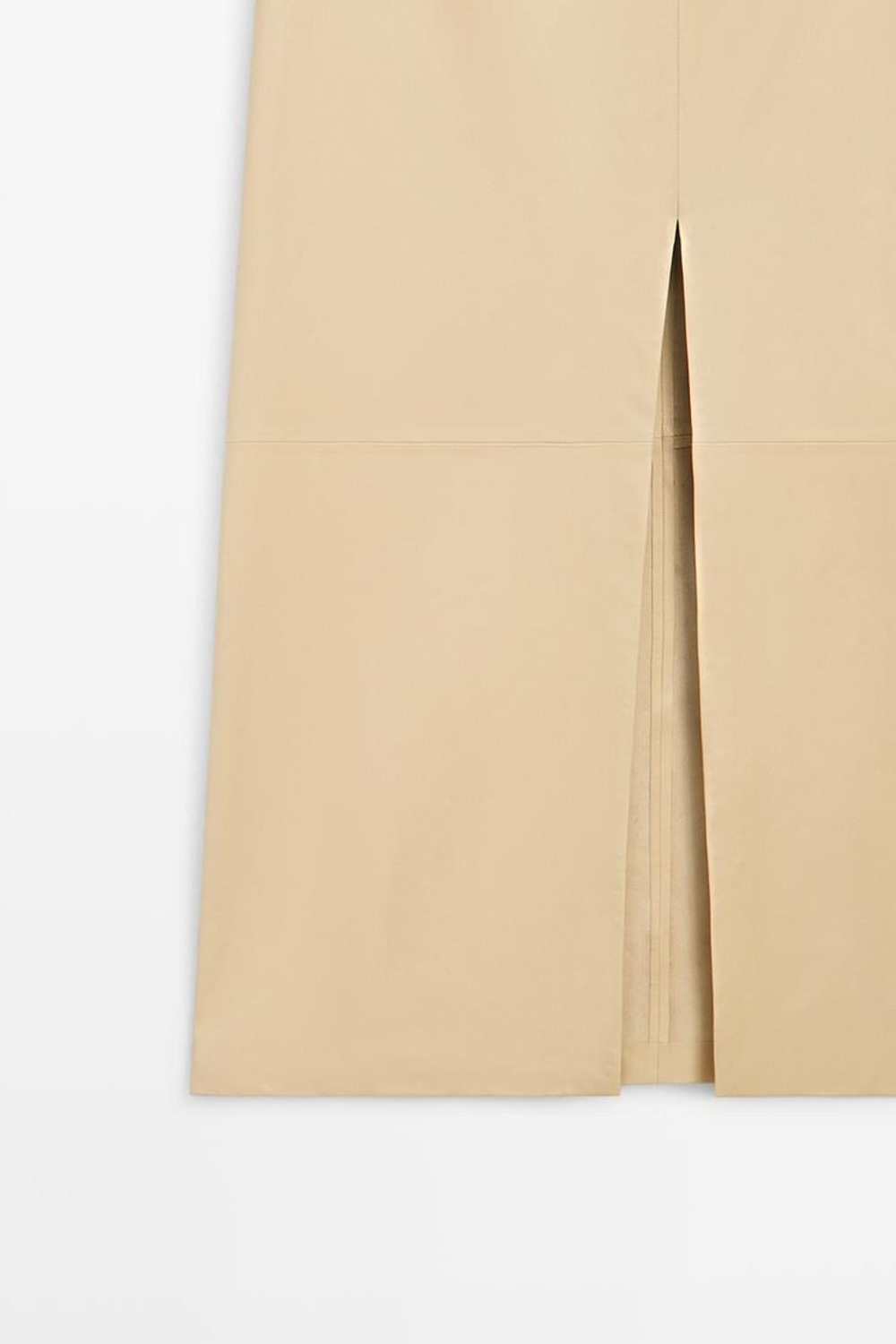 Massimo Dutti Юбка миди из кожи наппа, ванильный