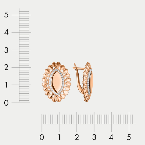 Серьги женские с фианитами из розового золота 585 пробы (арт. 02-10101-1315)
