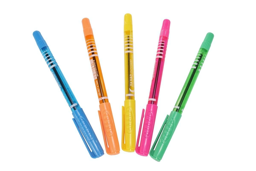 Ручка масляная 0,7 мм, синяя, яркий прозрачный корпус